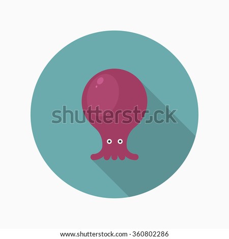 Octopus flat  icon with long shadow,circle,eps10,interface,button
