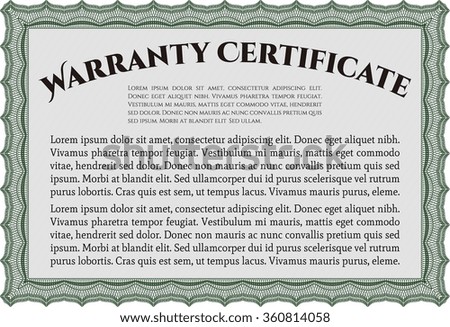 Sample Warranty template. Complex design. Easy to print. Very Detailed. 