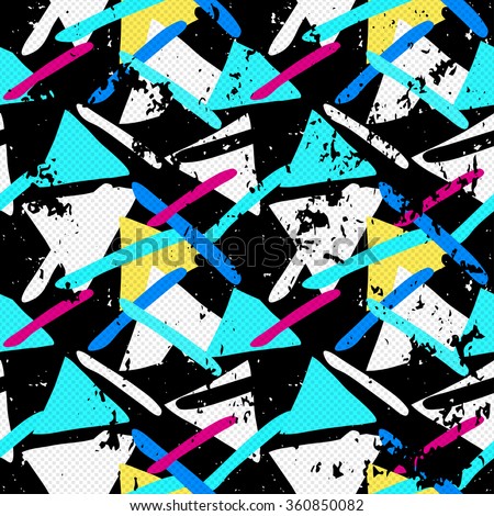 graffiti colored polygons on a black background grunge texture