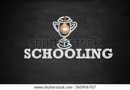 Light bulbs with SCHOOLING TEXT on Blackboard , education concept , business idea