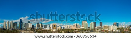 Las Vegas skyline from a distance during day time Royalty-Free Stock Photo #360958634