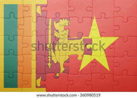 puzzle with the national flag of sri lanka and vietnam . concept