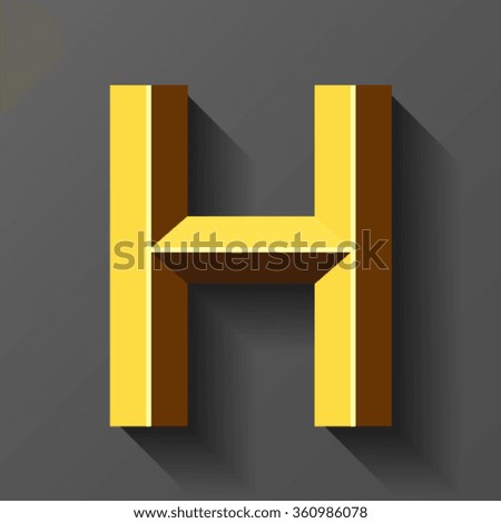 Gold font with bevel, letter H vector