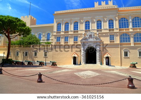Main entrance to the Prince's Palace in Monaco-ville, Monaco
