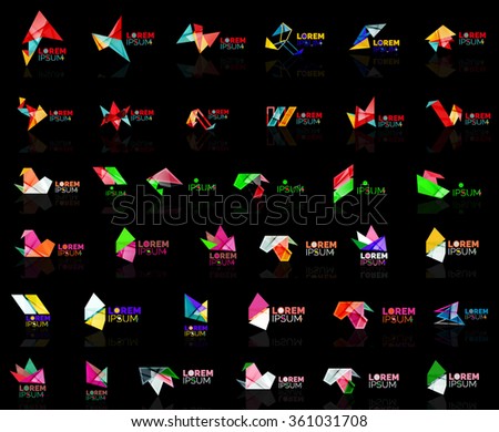 Origami abstract vector logo design templates, paper creative office icon business company symbol
