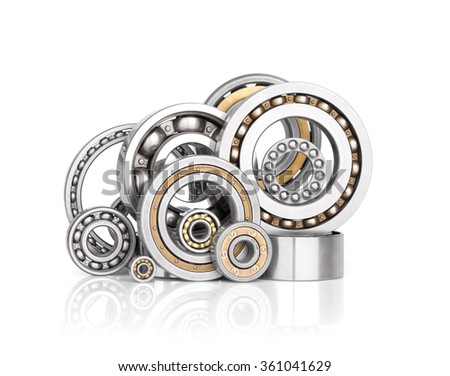 Set of steel ball bearings  Royalty-Free Stock Photo #361041629