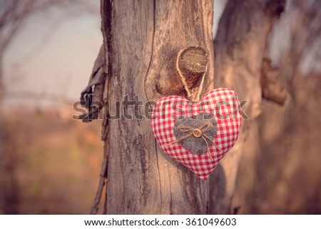 Checked heart shape hanging, love symbol