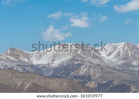 Winter mountains in Qusar region of Azerbaijan