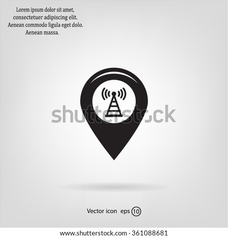 Grungy icon with map pointer with wi-fi symbol, on beige background