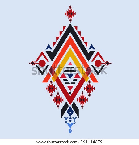 Vector Aztec stile, tribal elements design mix geometric textile with light blue color background Royalty-Free Stock Photo #361114679