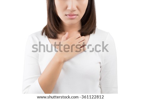 Woman scratch the itch with hand ,neck, itching, Concept with Healthcare And Medicine.