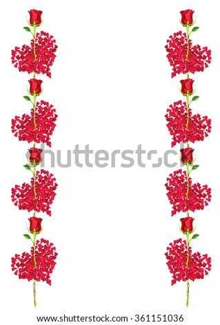 Heart of flowers rose isolated on white background. holiday card.