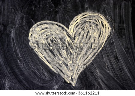 Hand drawing Heart on the classboard 