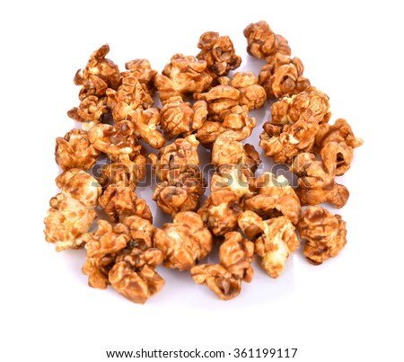 center focus Popcorn  isolated on white background