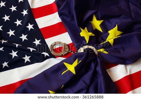 Partnership. USA and EU Flag