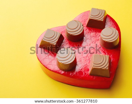 set of chocolates on Valentine's Day
