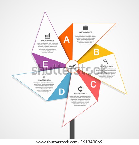 Flat infographics design template in the shape of air pinwheel. Vector Illustration. 
