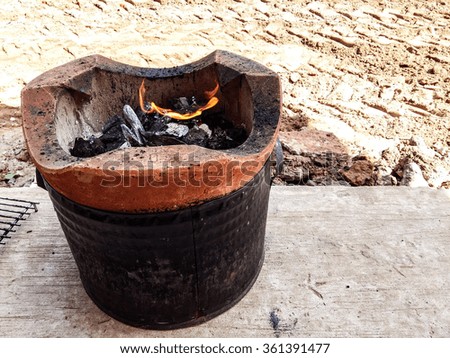 Fireplace for cooking food in Thailand