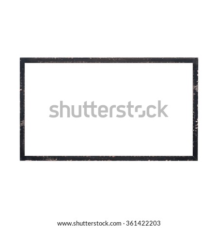 Old wood picture frame isolated on white background