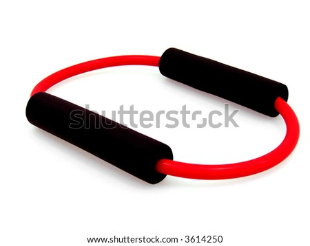 rubber for aerobics power exercise, extension on the white background(with shadow)