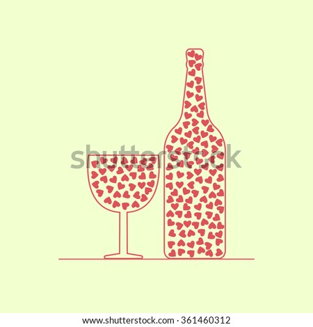 Wine glass with hearts inside