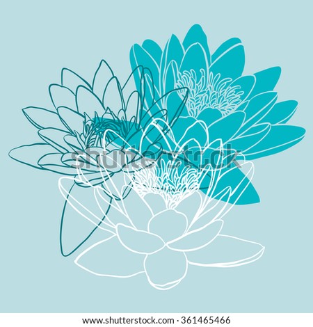 Decorative floral background with flowers of water lily