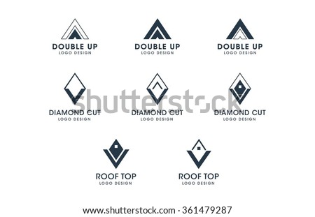Diamond and triangle logo set. Silhouette vector collection. Business Real Estate icons and shapes with text placeholders.