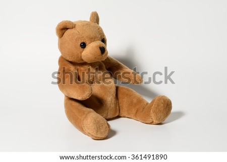 Cute bear toy shot on white background