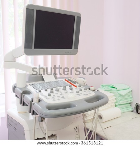 Interior of a doctor office with ultrasonography apparatus