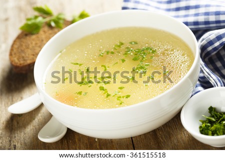 Chicken broth with herbs