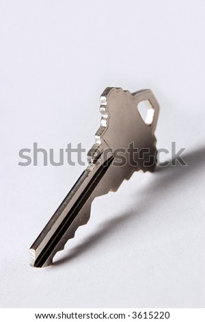 Single key standing up - close up of a key