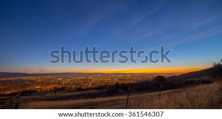 View of the Silicon Valley from Mount Hamilton at sunset
