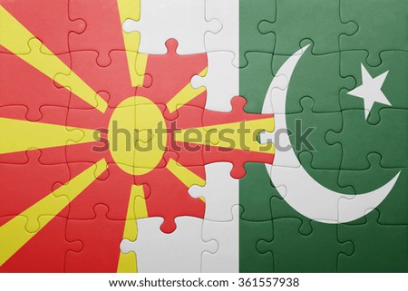 puzzle with the national flag of pakistan and macedonia . concept