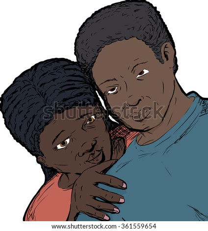 Loving young African couple over white background