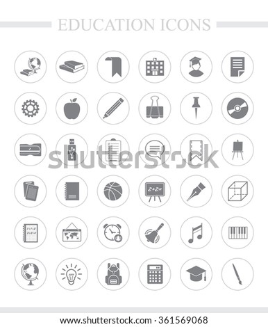 36 education icons for web and mobile.  Vector icon set.