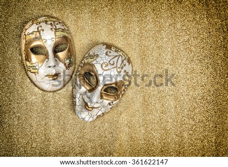 Carnival mask harlequin. Mardi gras. Holidays background. Vintage style toned picture. No name mass production goods