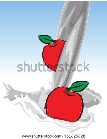 pouring milk-apple illustration