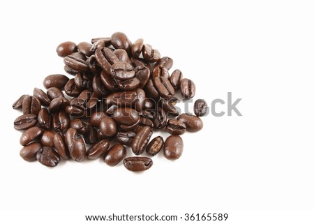 Dark roasted coffee beans isolated