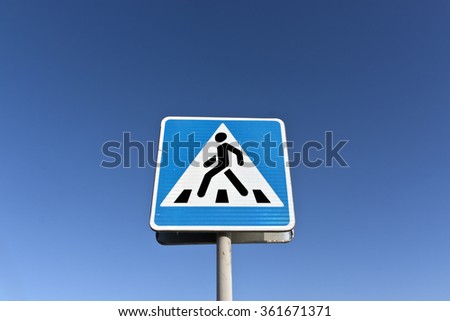 Metal pedestrian sign. Road and signs.