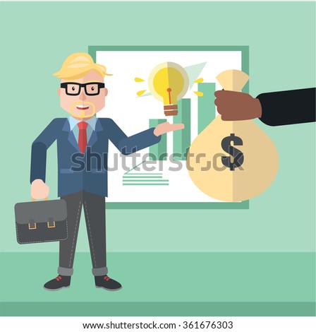 Businessman idea flat color cartoon illustration