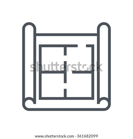 House plan, wire frame icon suitable for info graphics, websites and print media. Vector, flat icon, clip art.