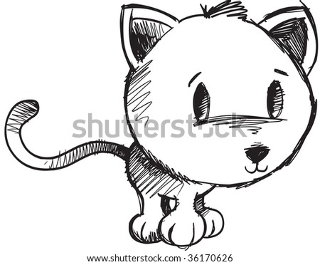 Sketchy doodle Cat Vector Illustration