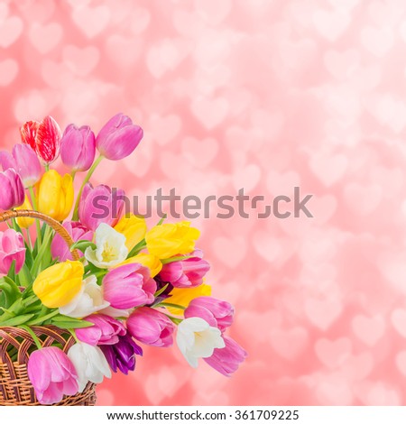 Valentine floral nature background, flower border, holiday postcard