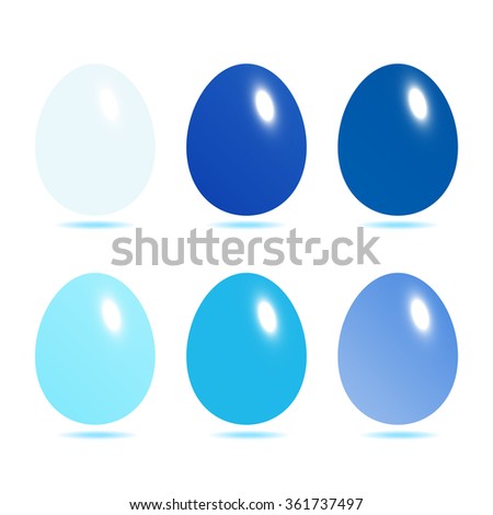 Easter eggs set  in Blue color isolated on white background vector illustration