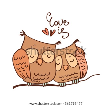 Cute cartoon owls in vector for greeting card and invitation