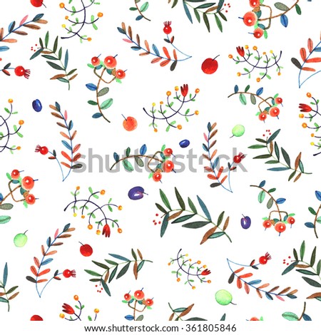 floral seamless pattern, watercolor illustration isolated on white background