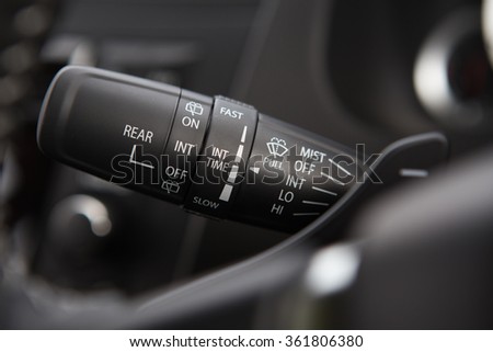 Car Wipers Control Open and Close. Pictures in cars Royalty-Free Stock Photo #361806380