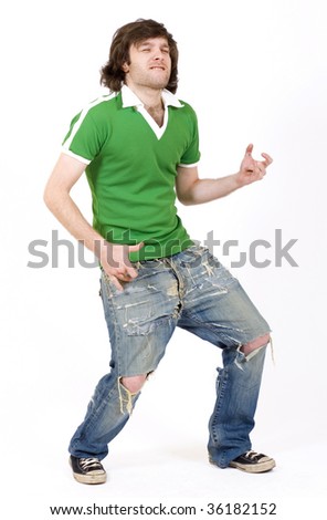 picture of a guitar player wannabe over white background