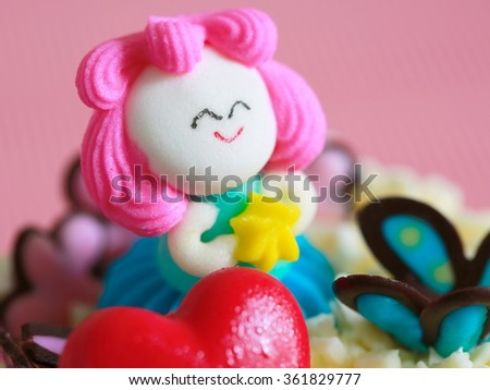 Sweet candy girl cake, selective focus