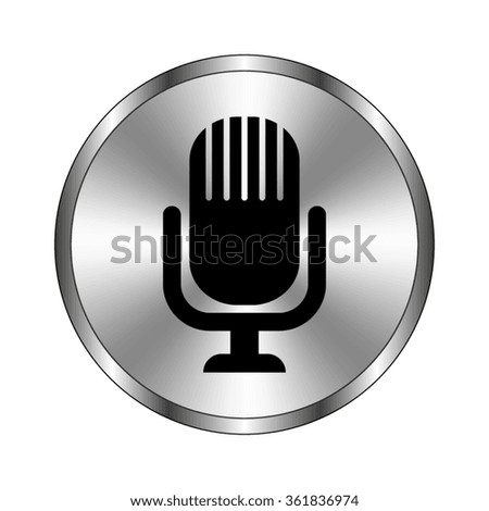 Microphone - vector icon;  metal button